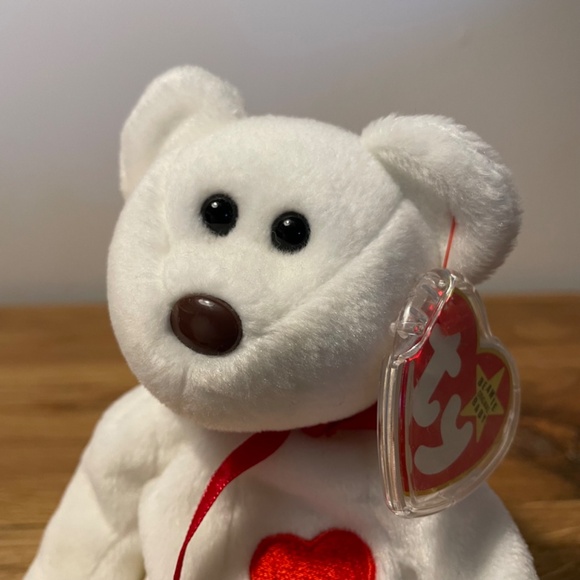 Ty Beanie Babies Valentino Bear White Red Heart 1994 – New Tag Protector VINTAGE - Picture 6 of 10